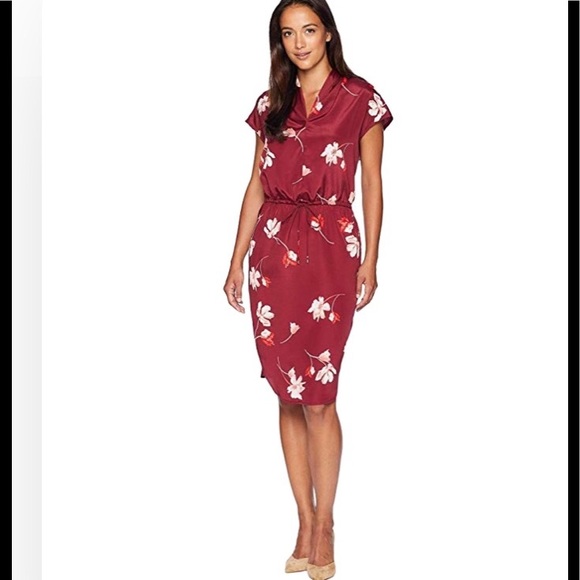Lauren Ralph Lauren Dresses & Skirts - LAUREN RALPH LAUREN FLORAL PRINT BURGUNDY DRESS